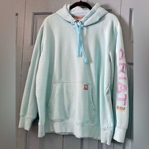 Ariat Rebar Light Light Blue Hoodie with Purple Ariat Logo